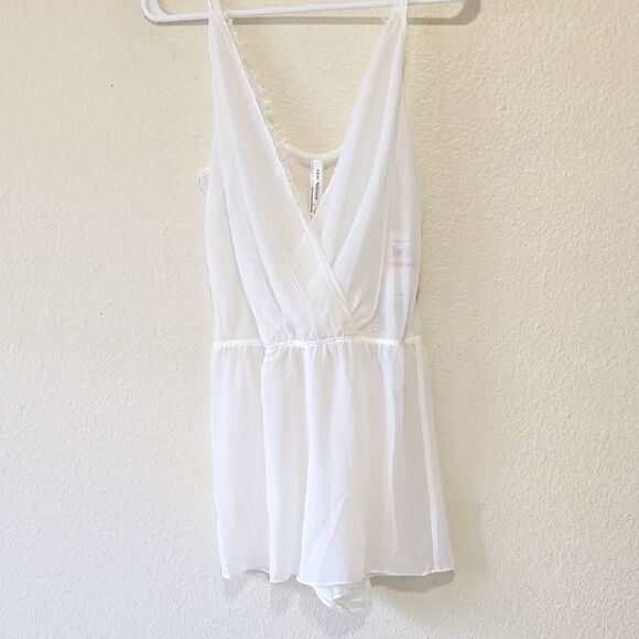 FLORA NIZROOZ White Sheer Babydoll One Piece Shorts S - Picture 1 of 7